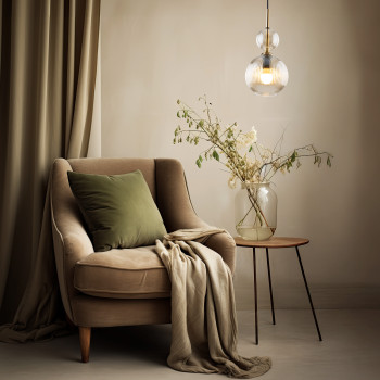 Lampadario Sophia Cognac 1 luce E14 Ambra Nero TK Lighting