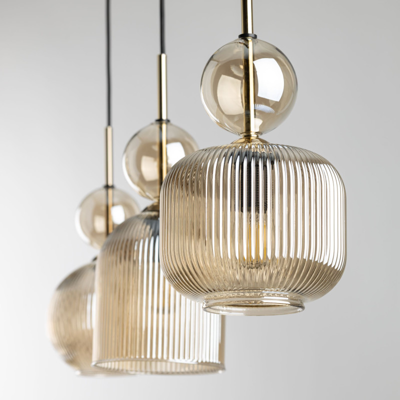 Lampadario Sophia Cognac 3 luci E14 nero e cognac TK Lighting