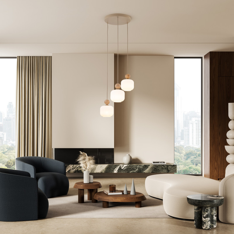 Lampadario Ballo 3 luci sabbia E14 TK Lighting