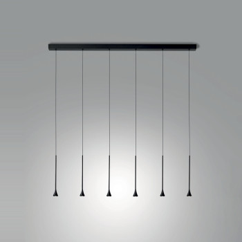 Lampadario Susa 6 luci LED integrato nero Fabas