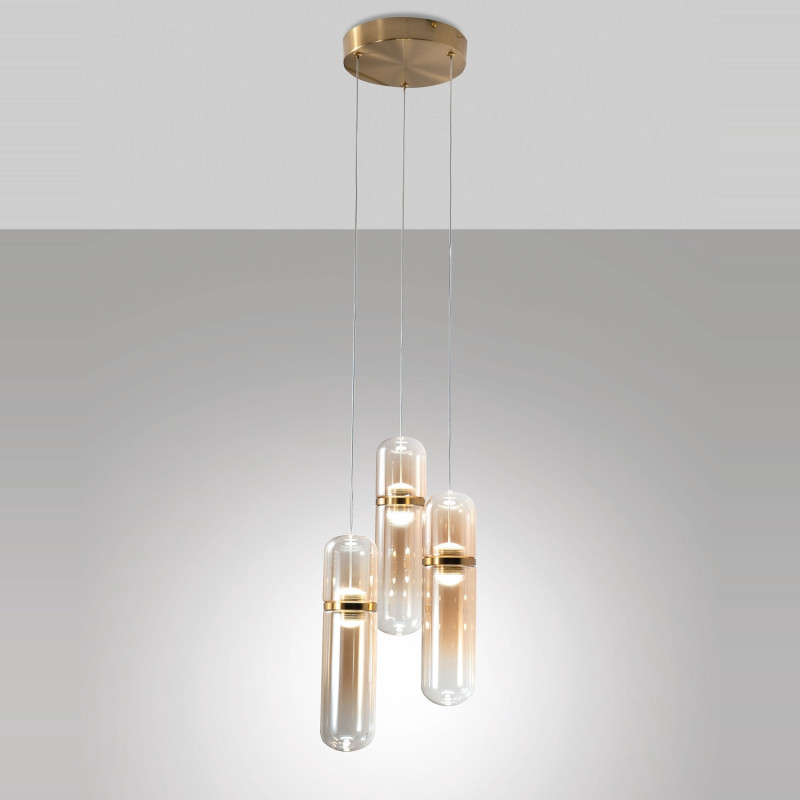 Sospensione Portofino 1 luce ottone satinato Fabas