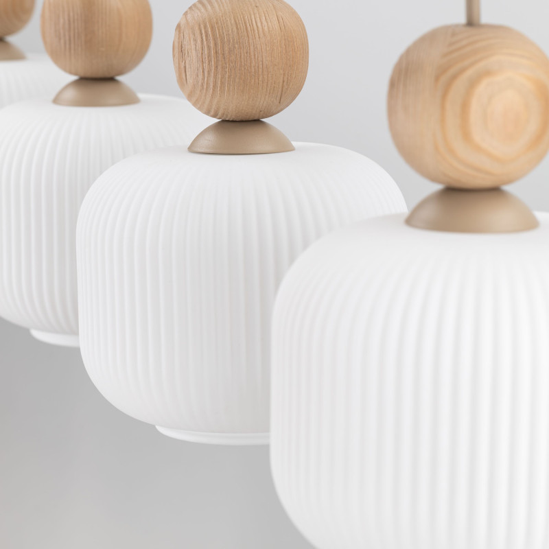 Lampadario Ballo 4 luci E14 beige e bianco TK Lighting