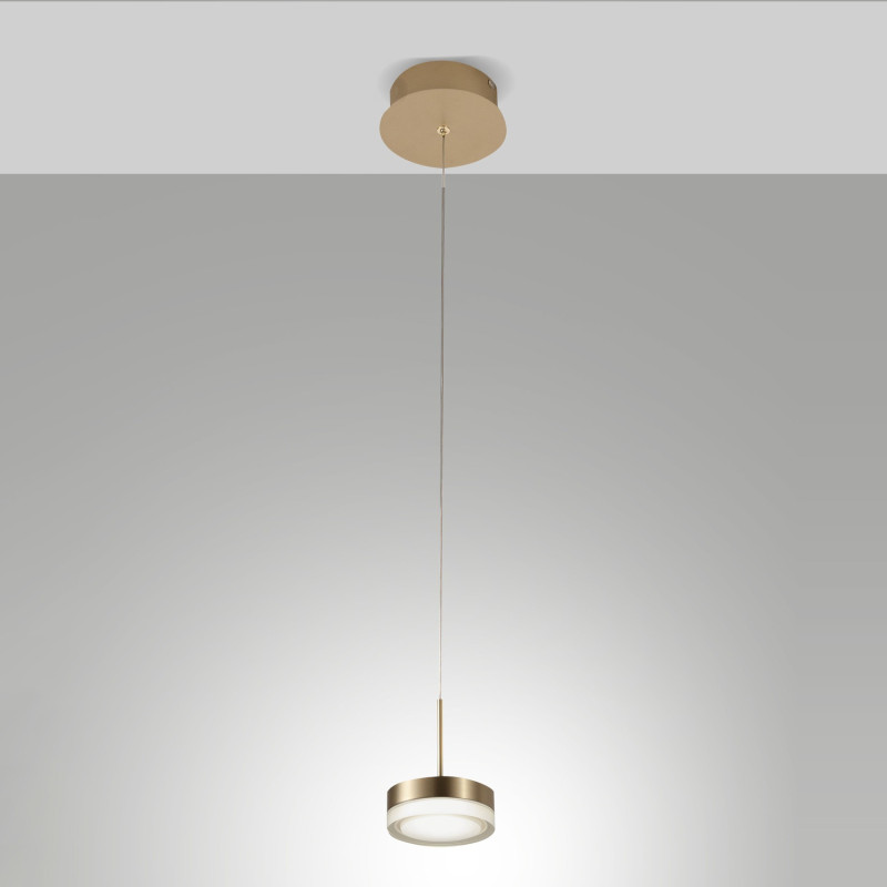 Lampadario Dunk 1 luce ottone satinato Fabas