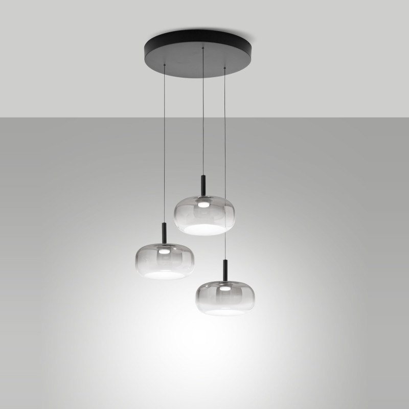 Lampadario LED Devero 3 luci grigio Fabas
