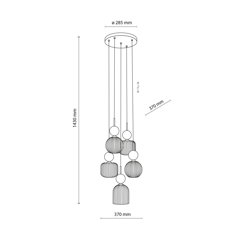 Lampadario Sophia 5 luci verde cognac E14 TK Lighting