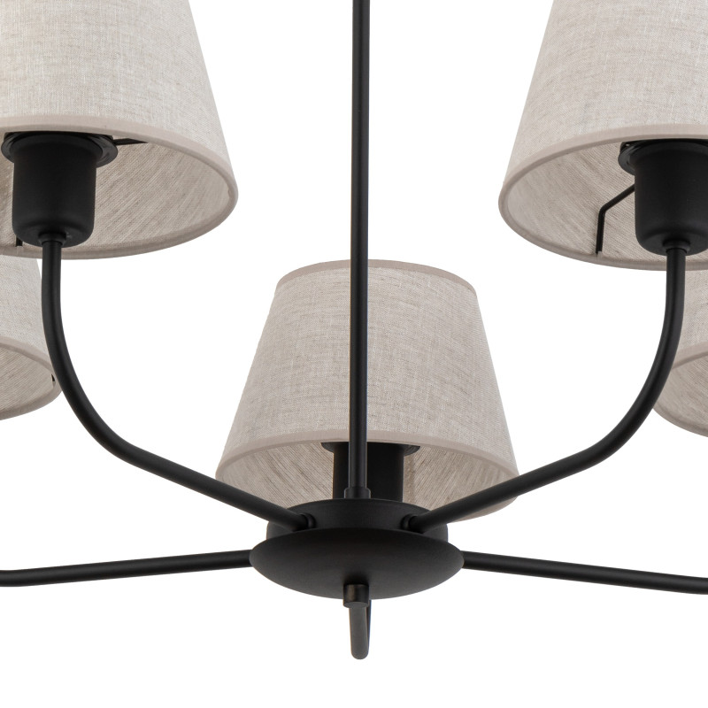 Lampadario Chicago Linen 5 luci nero E27 TK Lighting