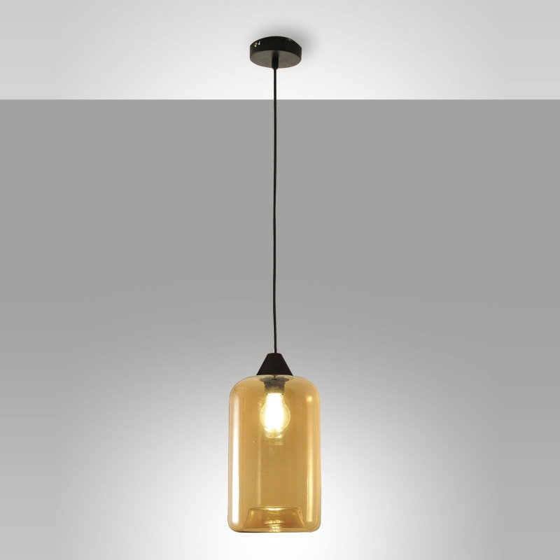 Sospensione contemporanea Silo ambra 1 luce E27 Fabas