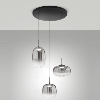 Lampadario Brio una luce grigio sfumato LED Fabas