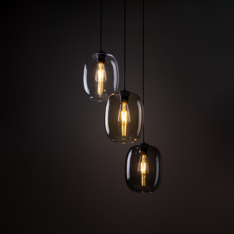 Lampadario Elio Mix 3 luci nero E27 TK Lighting