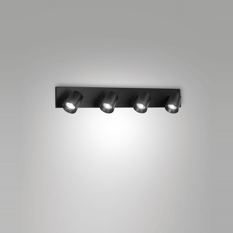 Faretto 4 luci Modo nero GU10 10W orientabile Fabas