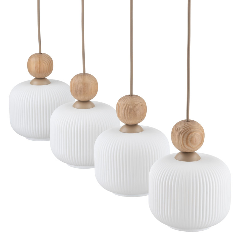Lampadario Ballo 4 luci E14 beige e bianco TK Lighting