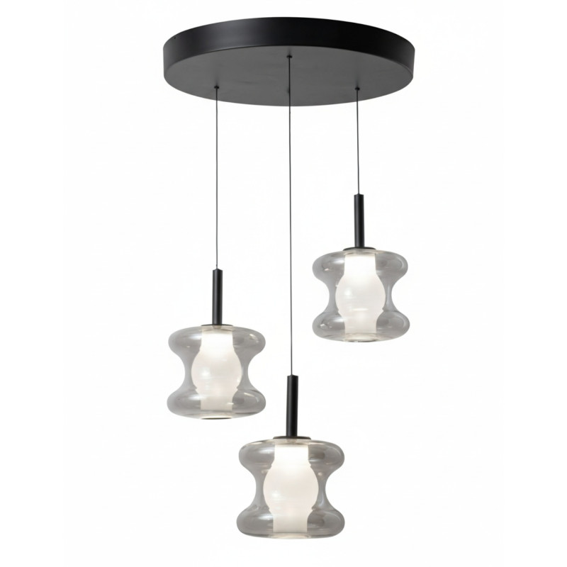 Lampadario LED Frua 3 luci grigio chiaro Fabas