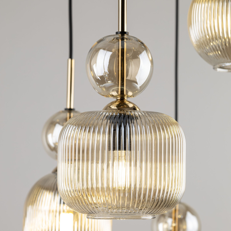 Lampadario Sophia 6 luci E14 nero e oro TK Lighting