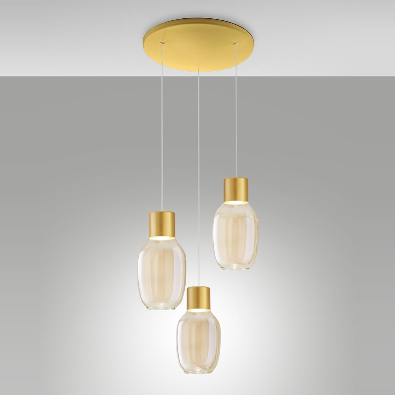 Lampadario LED Lapo cognac moderno 1 luce Fabas
