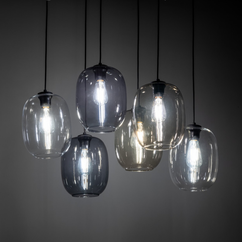 Lampadario Elio Mix 6 luci E27 nero TK Lighting