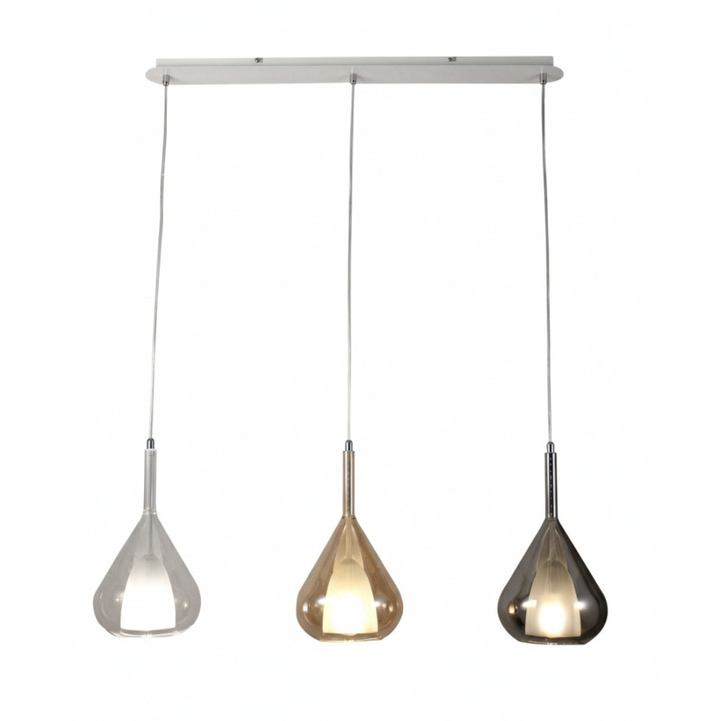 Lampadario Lila 3 luci ambra fumé E27 Fabas