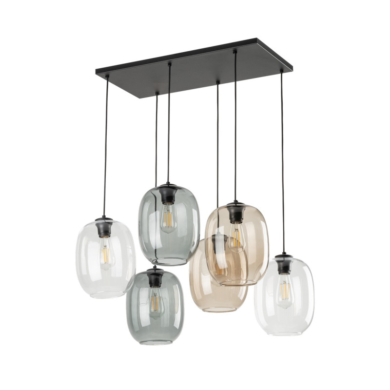 Lampadario Elio Mix 6 luci E27 nero TK Lighting