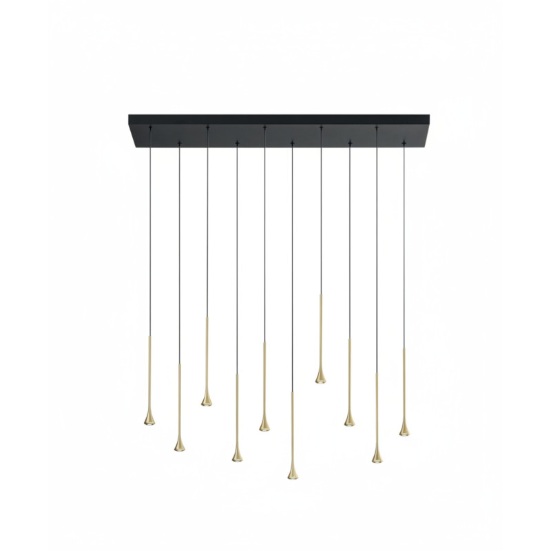 Lampadario Susa 10 luci LED nero ottone Fabas