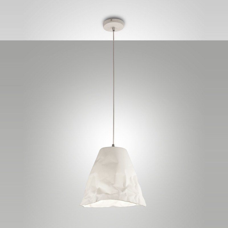 Lampadario a sospensione Crumple 1 luce bianco Fabas