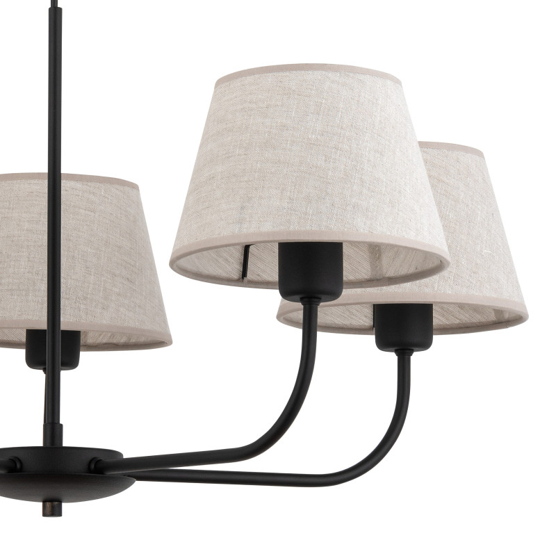 Lampadario Chicago Linen 5 luci nero E27 TK Lighting