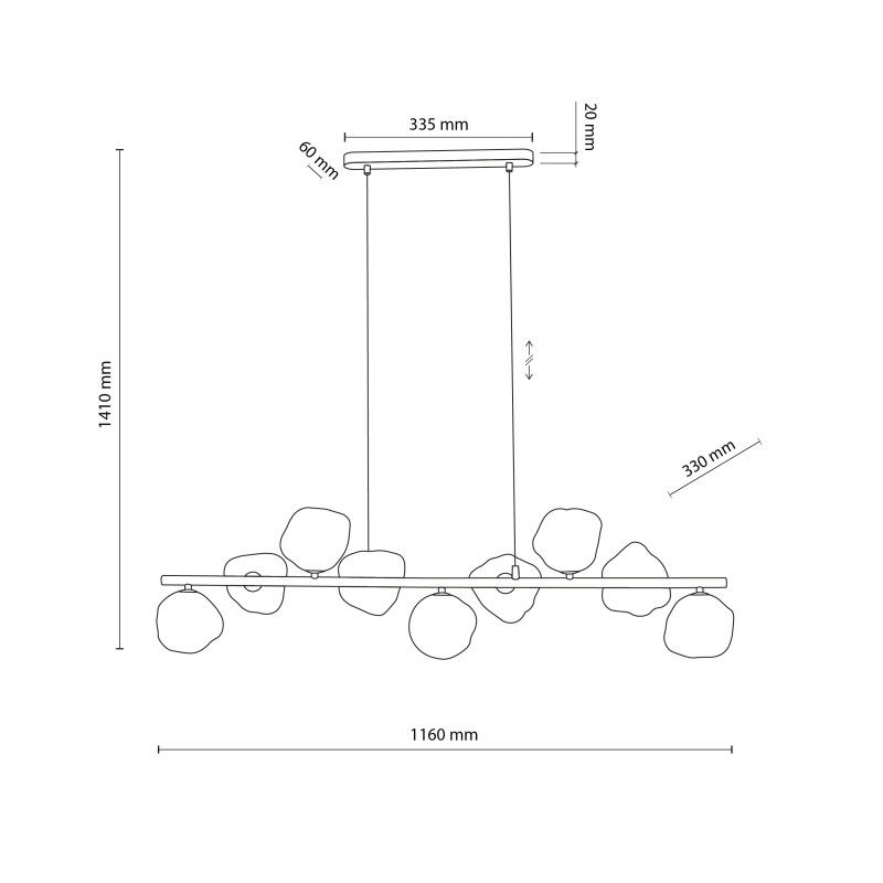 Lampadario Lava Sabia 9 luci G9 sabbia TK Lighting