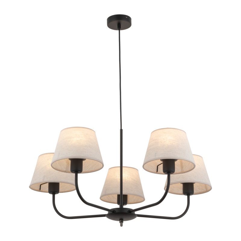 Lampadario Chicago Linen 5 luci nero E27 TK Lighting