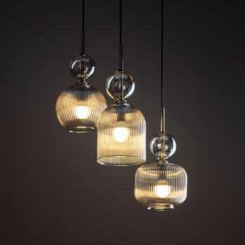 Lampadario Sophia 3 luci nero cognac E14 TK Lighting