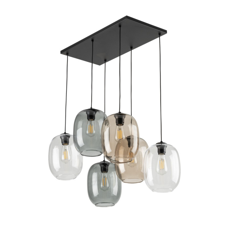 Lampadario Elio Mix 6 luci E27 nero TK Lighting