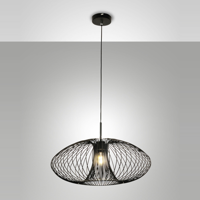 Lampadario a sospensione Fassa 1 luce nero Fabas
