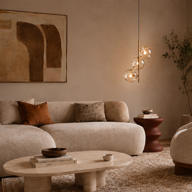 Lampadario Lava Sabia 3 luci G9 color sabbia TK Lighting