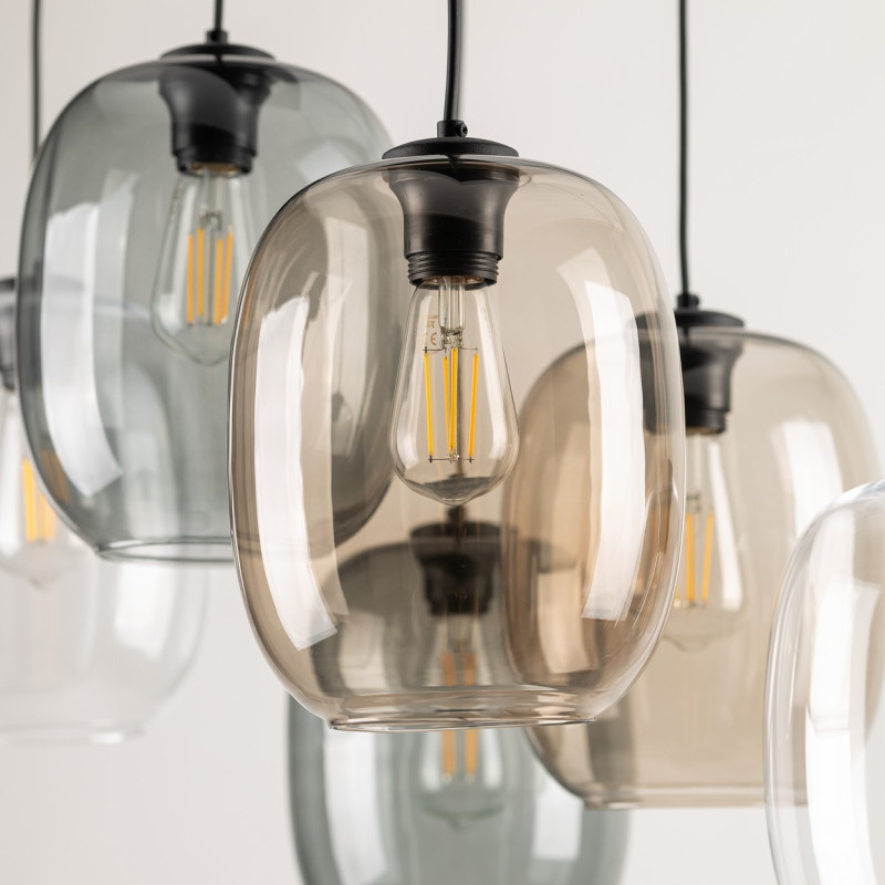 Lampadario Elio Mix 6 luci E27 nero TK Lighting