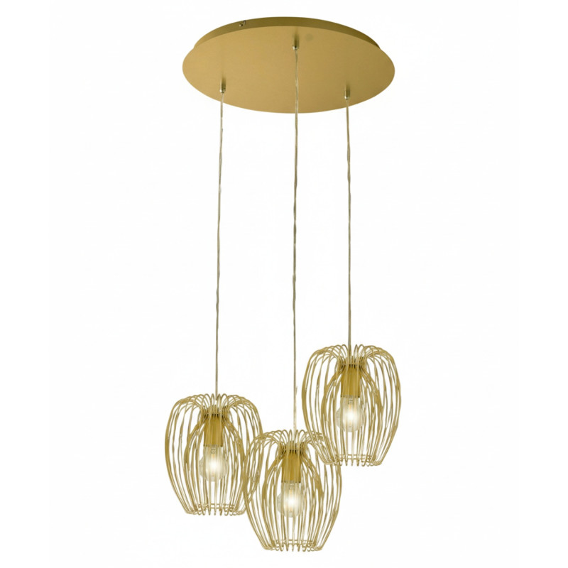 Lampada a sospensione Camp 3 luci oro opaco E27 Fabas