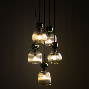 Lampadario Sophia 5 luci verde cognac E14 TK Lighting