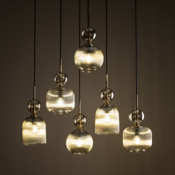 Lampadario Sophia 6 luci E14 nero e oro TK Lighting