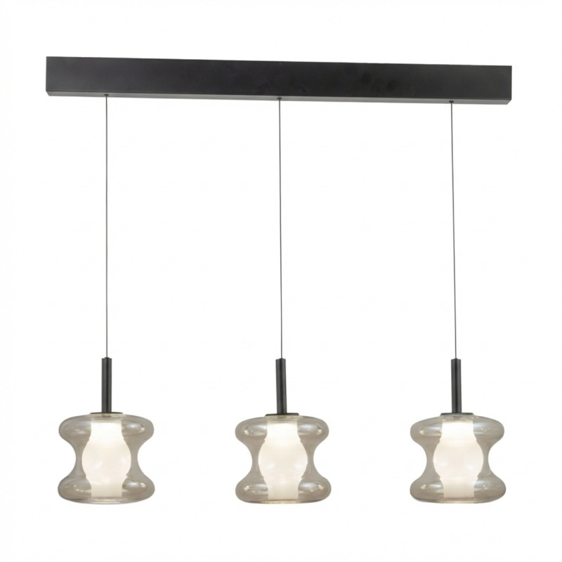 Lampadario Frua 3 luci LED cognac moderno Fabas