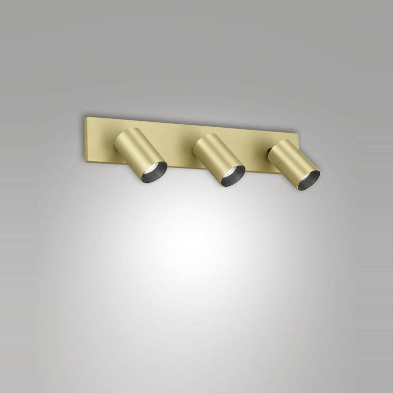 Plafoniera Flores Fabas 3 luci GU10 ottone satinato