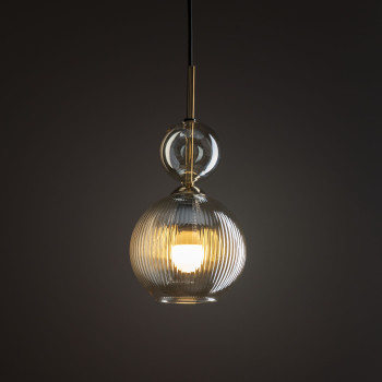 Lampadario Sophia Cognac 1 luce E14 Ambra Nero TK Lighting