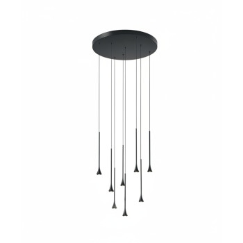 Lampadario Susa 8 luci LED integrato nero Fabas