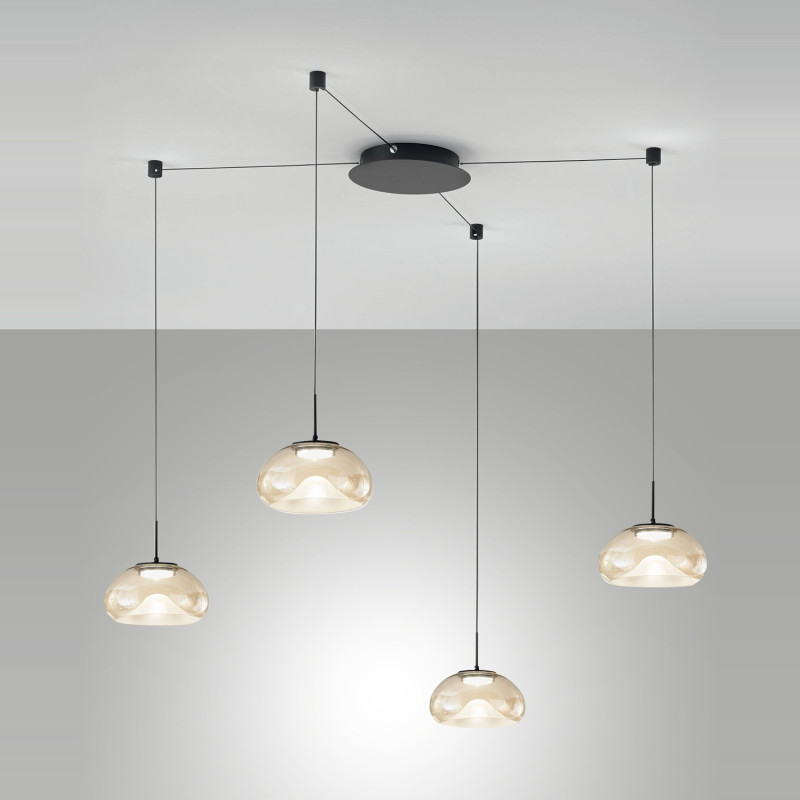 Lampada a sospensione Brena 1 luce LED 40W cognac Fabas