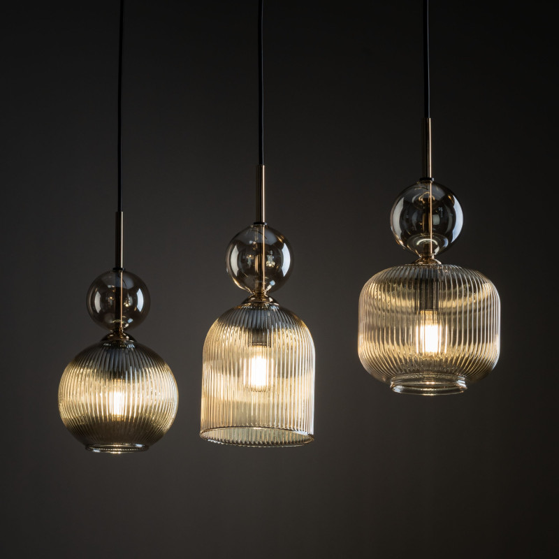 Lampadario Sophia Cognac 3 luci E14 nero e cognac TK Lighting