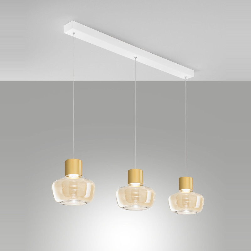 Lampadario sospensione Kino cognac LED 36 W Fabas