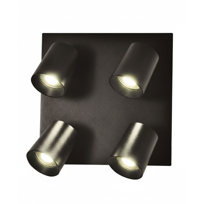 Faretto Modo orientabile 4 luci GU10 nero oro Fabas