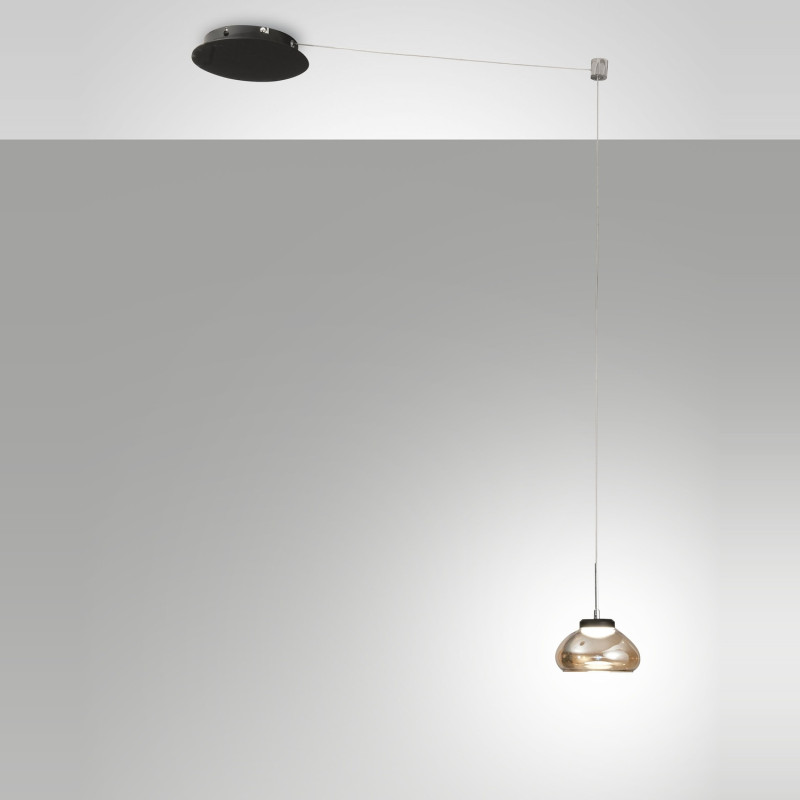 Sospensione Arabella LED ambra a una luce Fabas