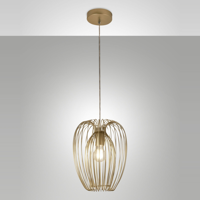 Sospensione Camp 1 luce E27 oro opaco Fabas