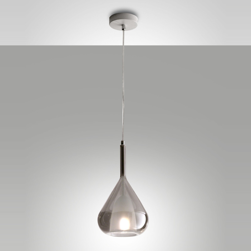 Lampada a sospensione Lila 1 luce Fabas grigio fumé