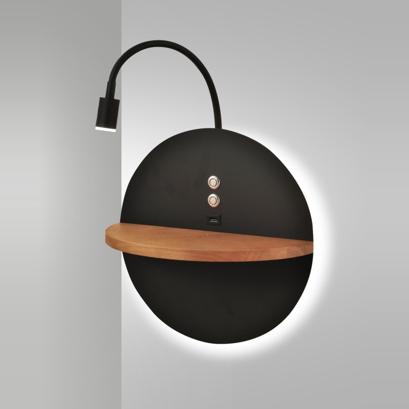 Applique Dual LED orientabile nera Fabas