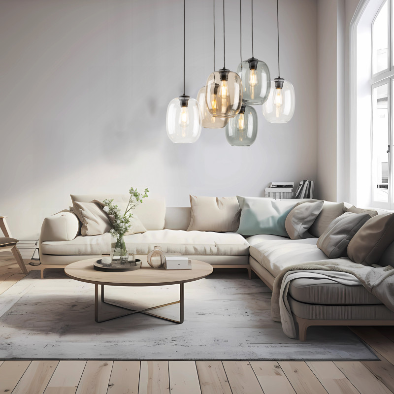 Lampadario Elio Mix 6 luci E27 nero TK Lighting