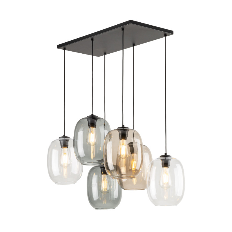 Lampadario Elio Mix 6 luci E27 nero TK Lighting