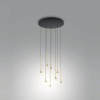 Sospensione Susa 8 luci LED nero ottone Fabas