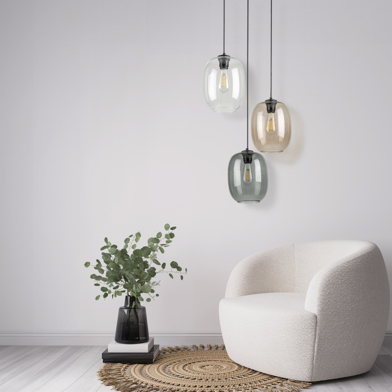 Lampadario Elio Mix 3 luci nero E27 TK Lighting